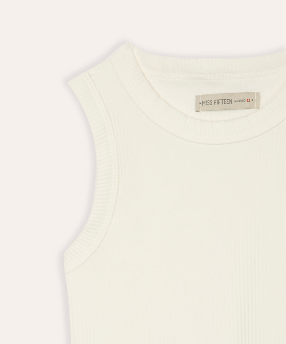 regata cropped de algodão juvenil off white
