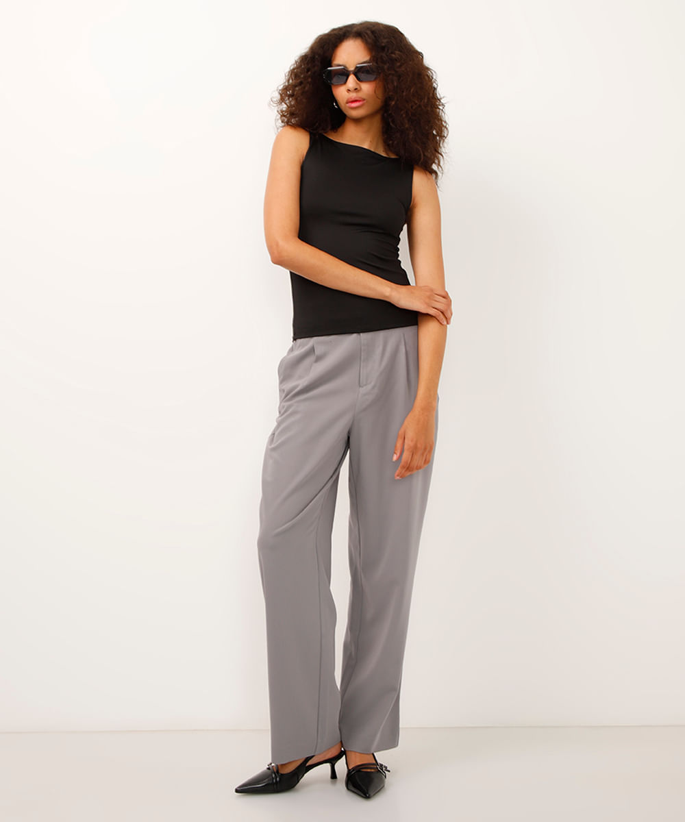 regata de poliamida decote canoa preta