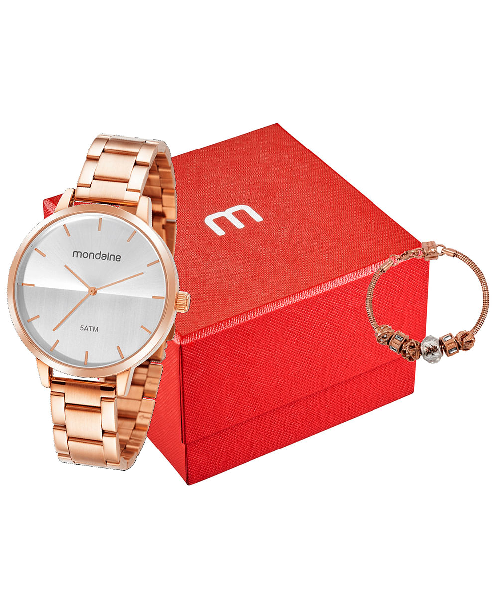 relógio mondaine 32387lpmvre3kb analógico rosê