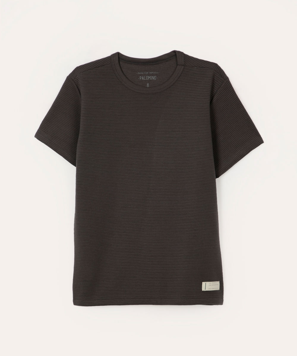 camiseta de algodão infantil texturizada cinza