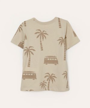 camiseta de algodão infantil coqueiro bege