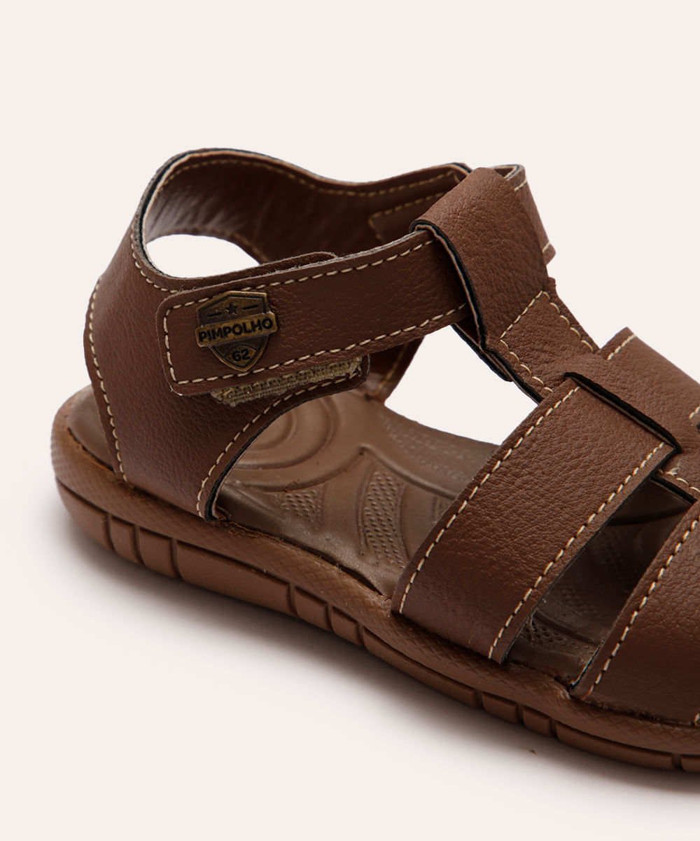 papete infantil pimpolho com velcro marrom