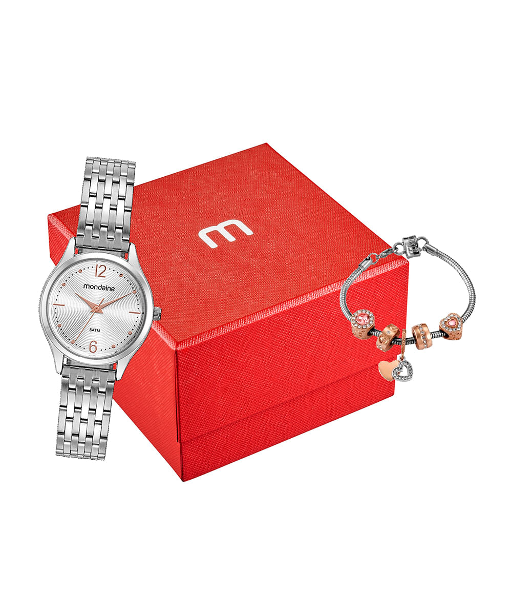 relógio mondaine 32529l0mvne3kb analógico prateado