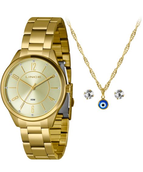 relógio lince lrg4750l40-k02oc2kx analógico dourado