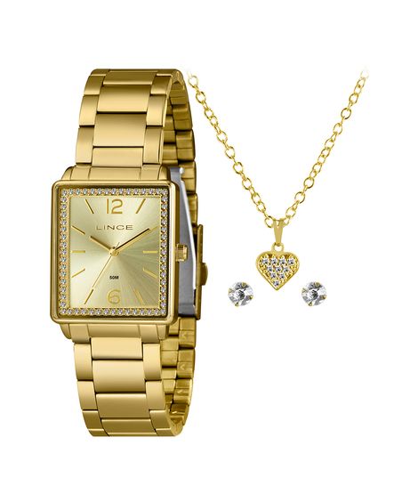 relógio lince lqg4737l28-ka36c2kx analógico dourado