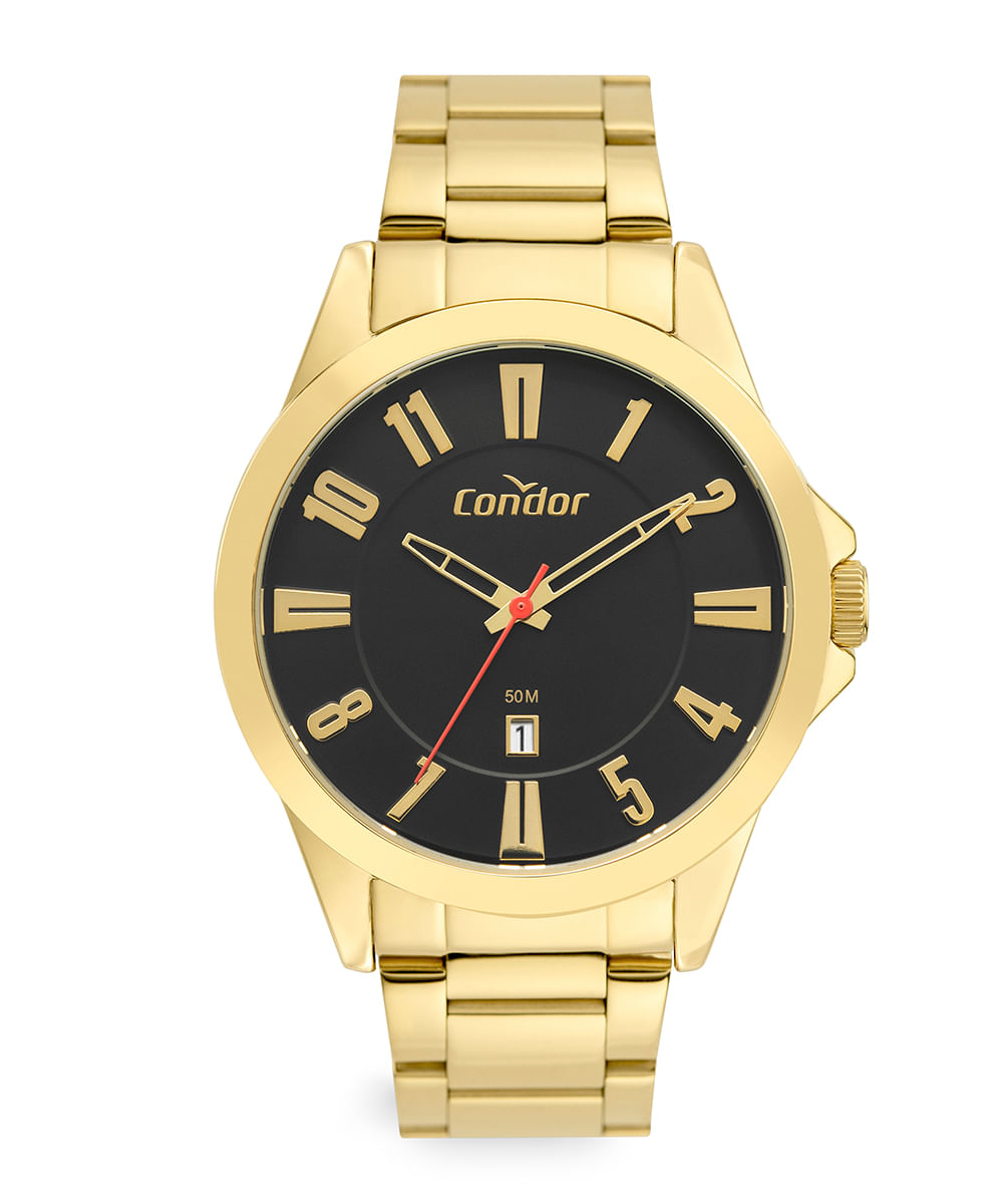 relógio condor co2115myhk4p analógico dourado