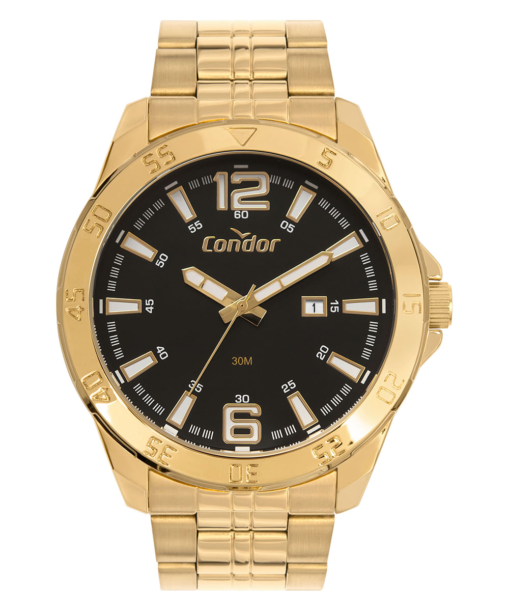 relógio condor co2115myck4p analógico dourado