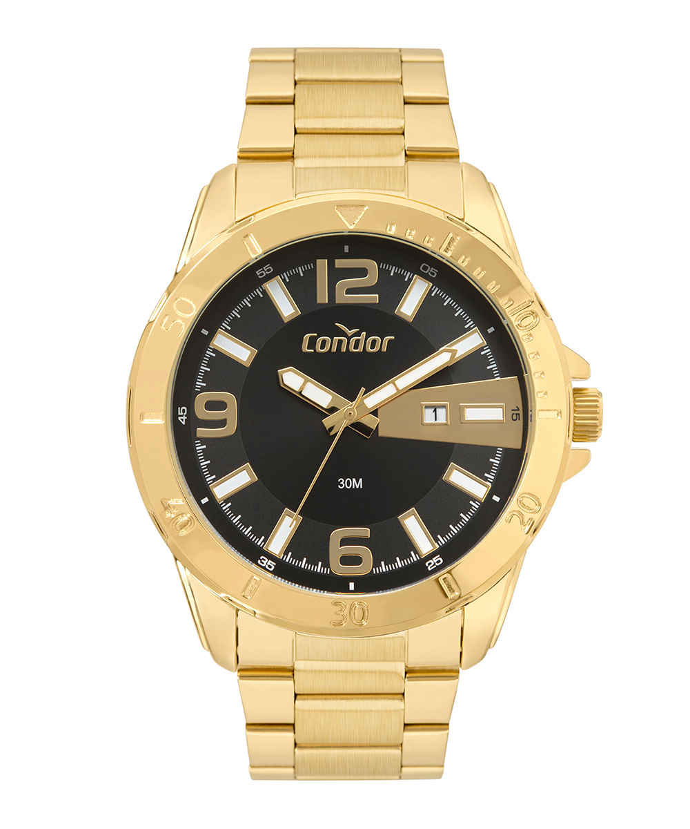 relógio condor co2115mwok4p analógico dourado
