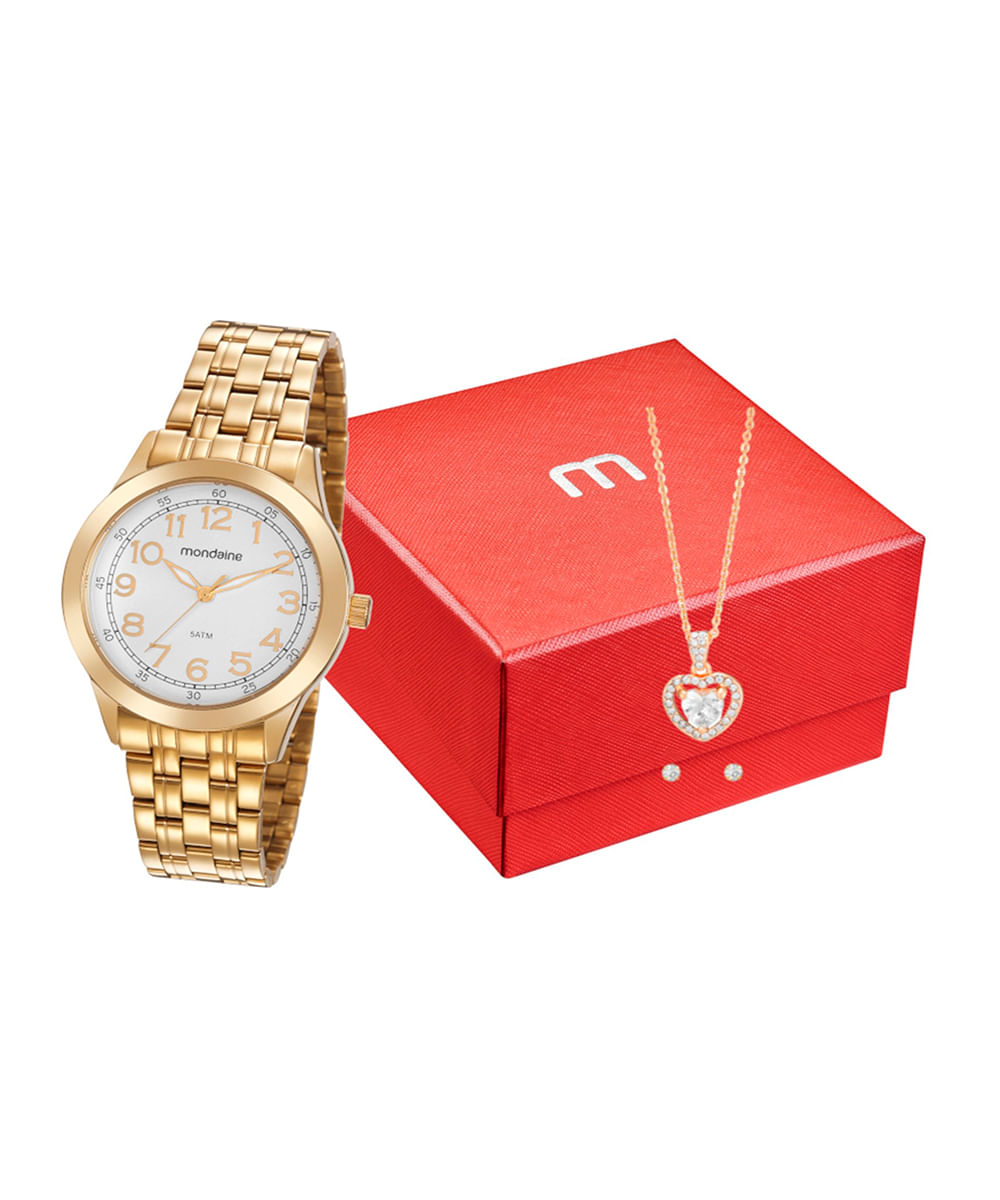 relógio mondaine 99564lpmvde1kg analógico dourado