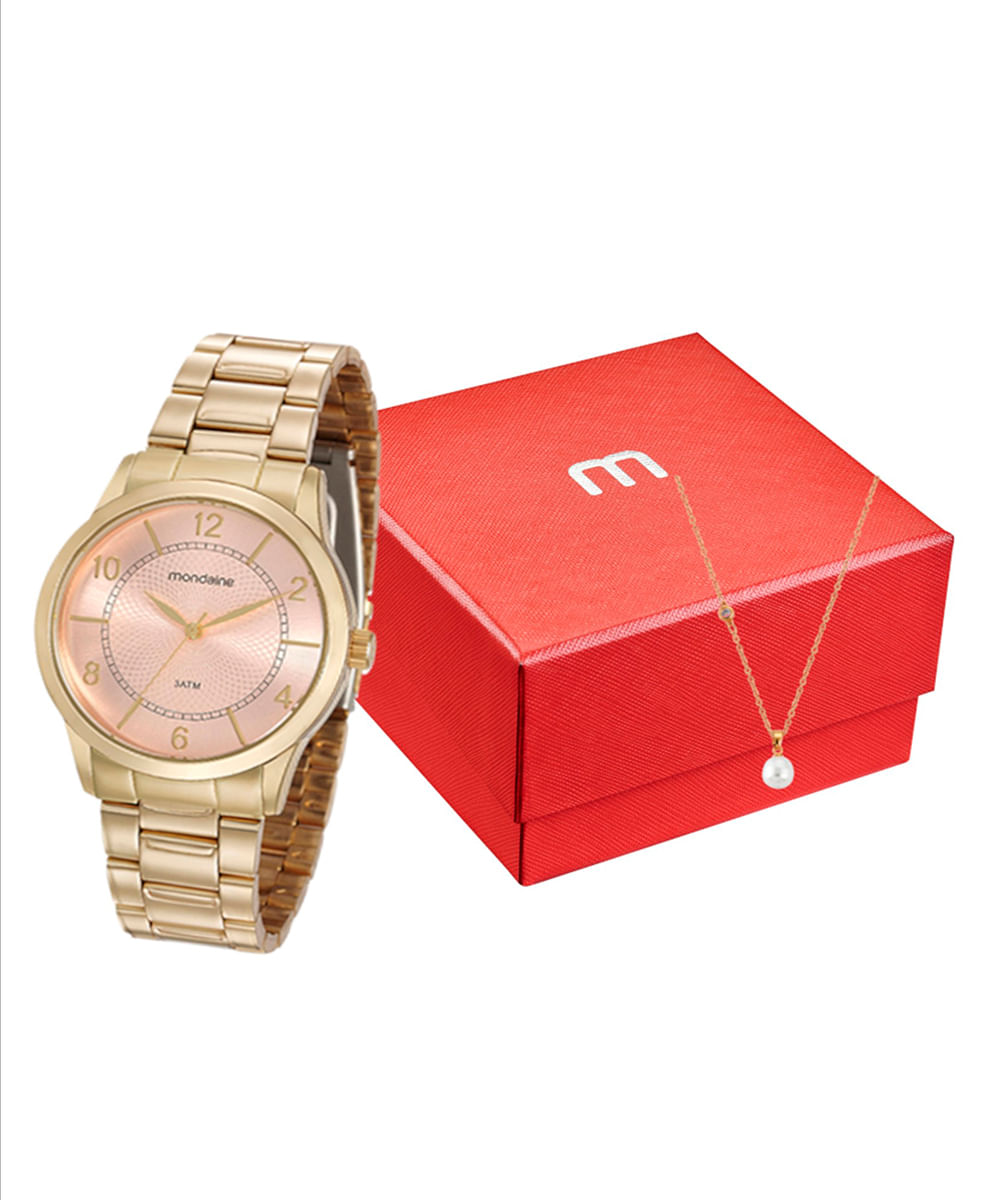 relógio mondaine 99241lpmvde1k3 analógico dourado