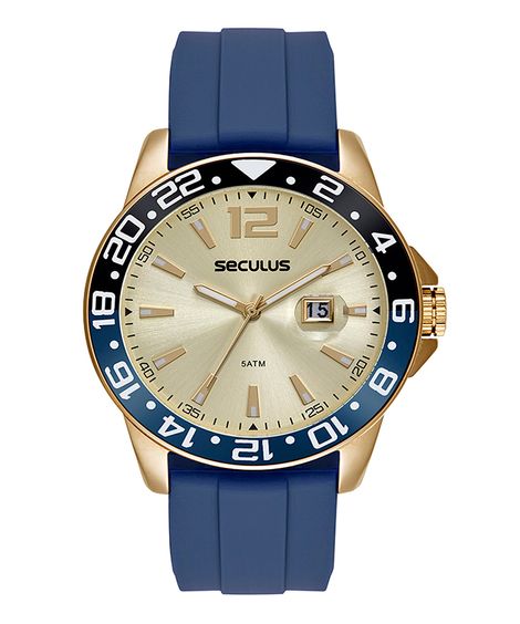 relógio seculus 44220gpsvdu2 analógico dourado