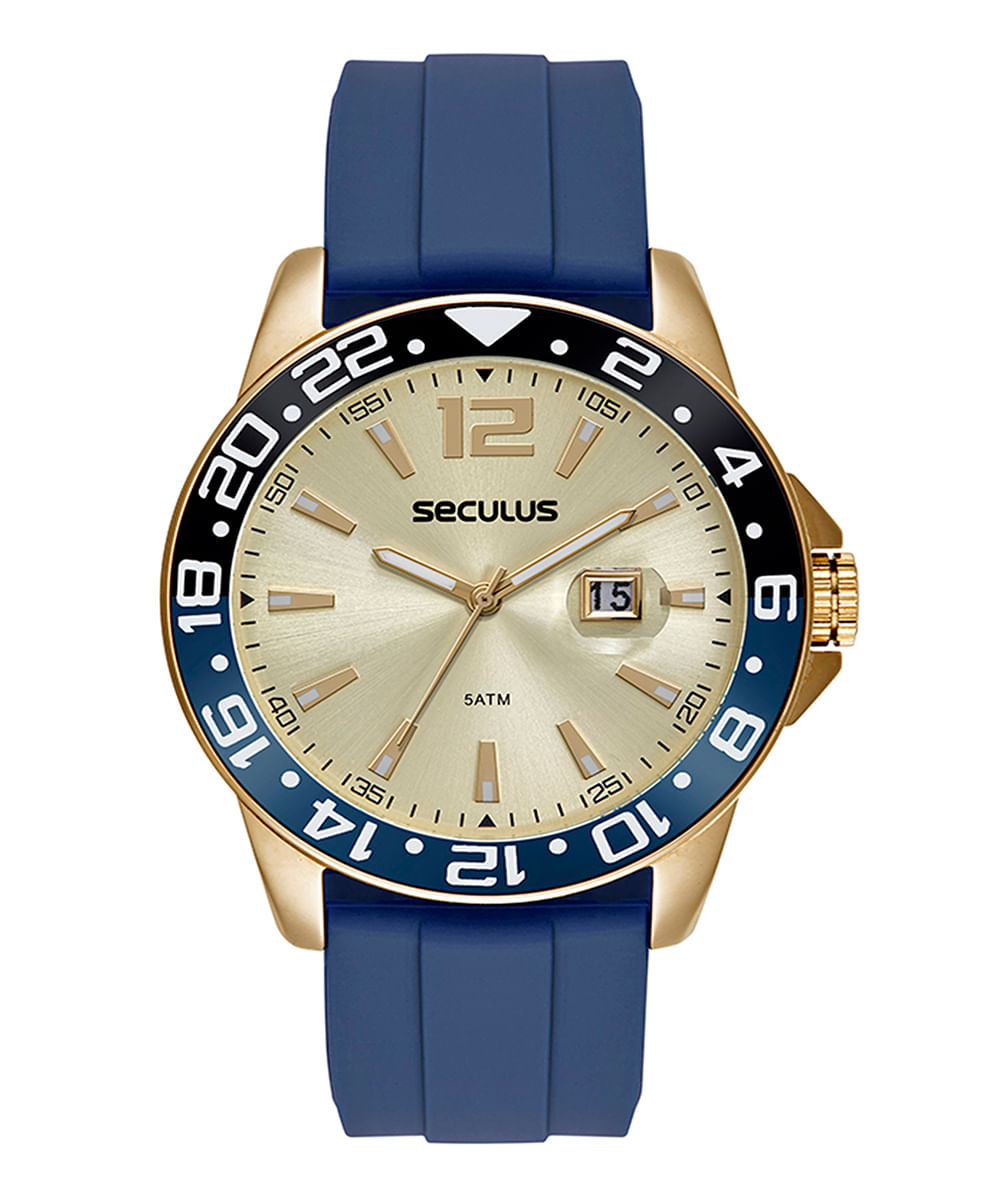 relógio seculus 44220gpsvdu2 analógico dourado