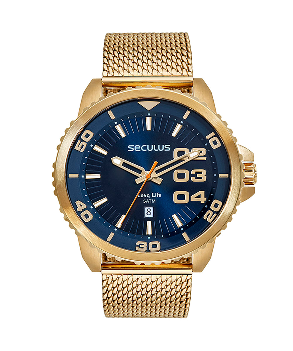relógio seculus 77222gpsvda6 analógico dourado