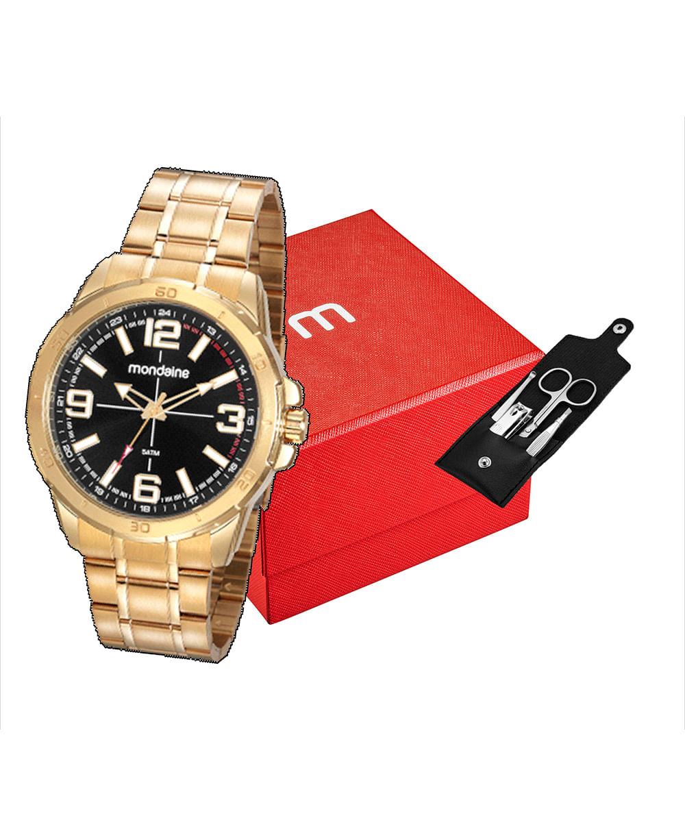 relógio mondaine 53832gpmvde1kg analógico dourado