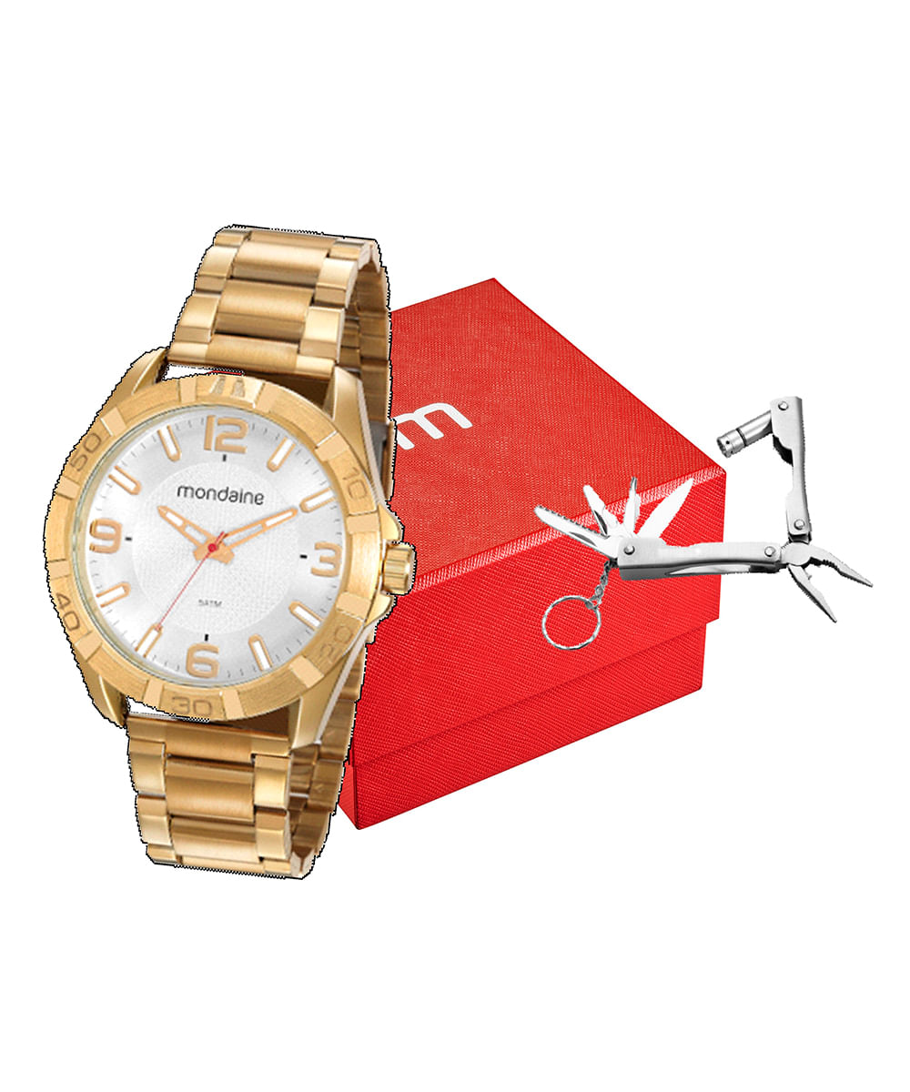 relógio mondaine 53830gpmvde1ka analógico dourado