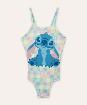 maiô infantil quadriculado stitch proteção uv colorido