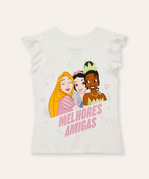 camiseta de algodão infantil princesas off white