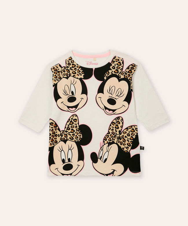 blusa infantil minnie manga longa  off white