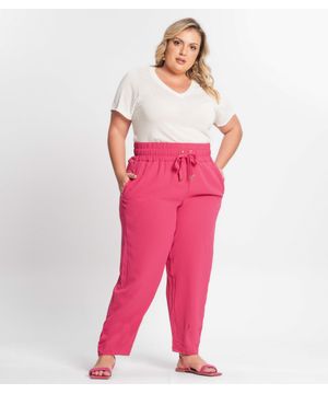 Calça Feminina Plus Size Secret Glam Rosa