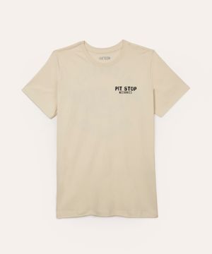 camiseta juvenil de algodão manga curta pit stop bege