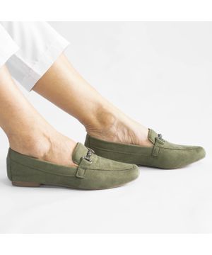 Mocassim Camurça Fivela Maisa Verde Militar