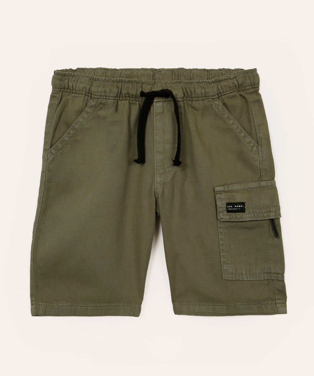 bermuda cargo de sarja infantil - verde