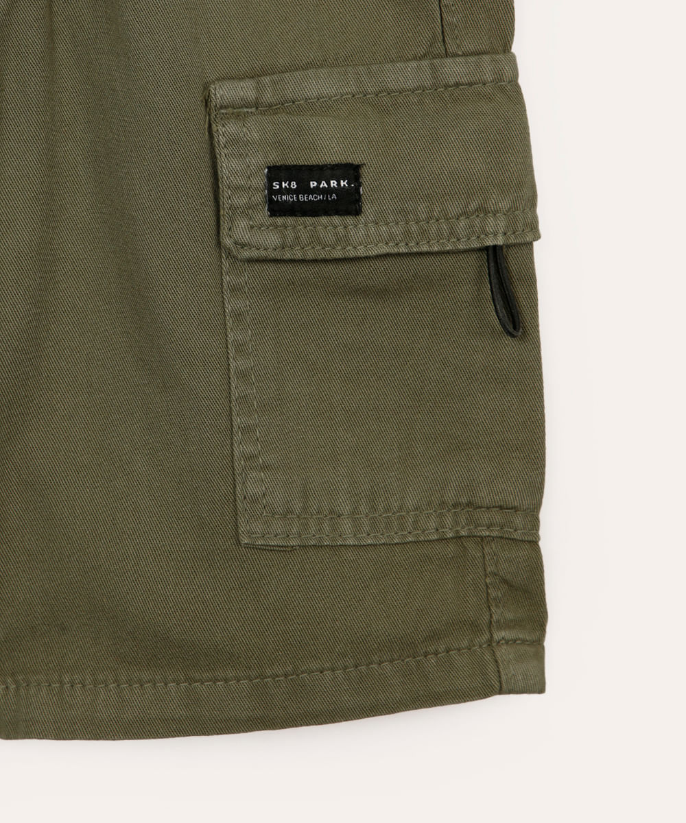 bermuda cargo de sarja infantil - verde