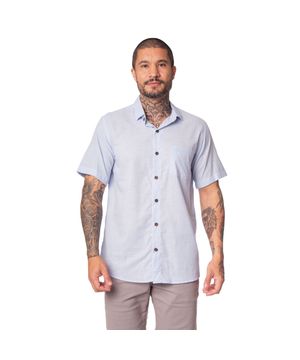 Camisa Masculina Amil Comfort Ciano Manga Curta Azul Claro