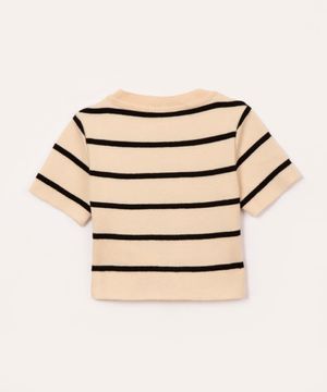 cropped de tricot infantil listrado preta