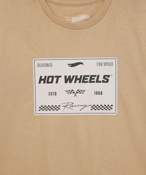 camiseta de algodão infantil manga curta hot wheels bege