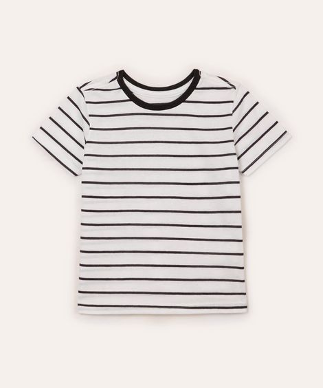 camiseta infantil listrada manga curta cinza