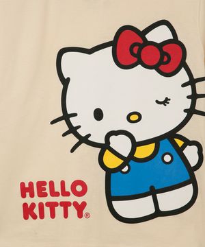 camiseta de algodão infantil hello kitty bege