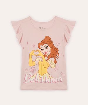 camiseta de algodão infantil princesa bela rosa