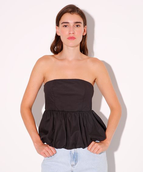blusa balonê sem alça mindset preta