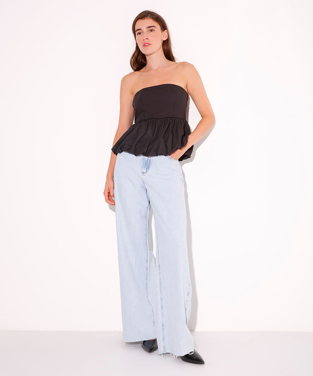 blusa balonê sem alça mindset preta