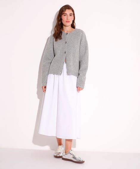 saia midi cós com elástico mindset branca