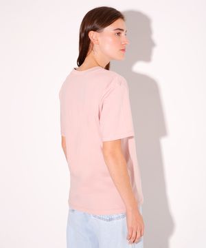 camiseta básica de algodão mindset rosa