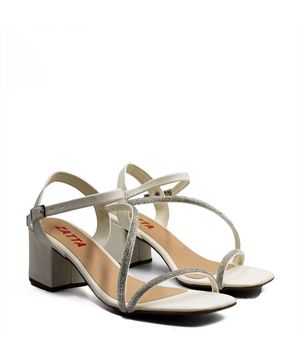 Sandalia Zatta Salto Bloco Brilho Lady Off White