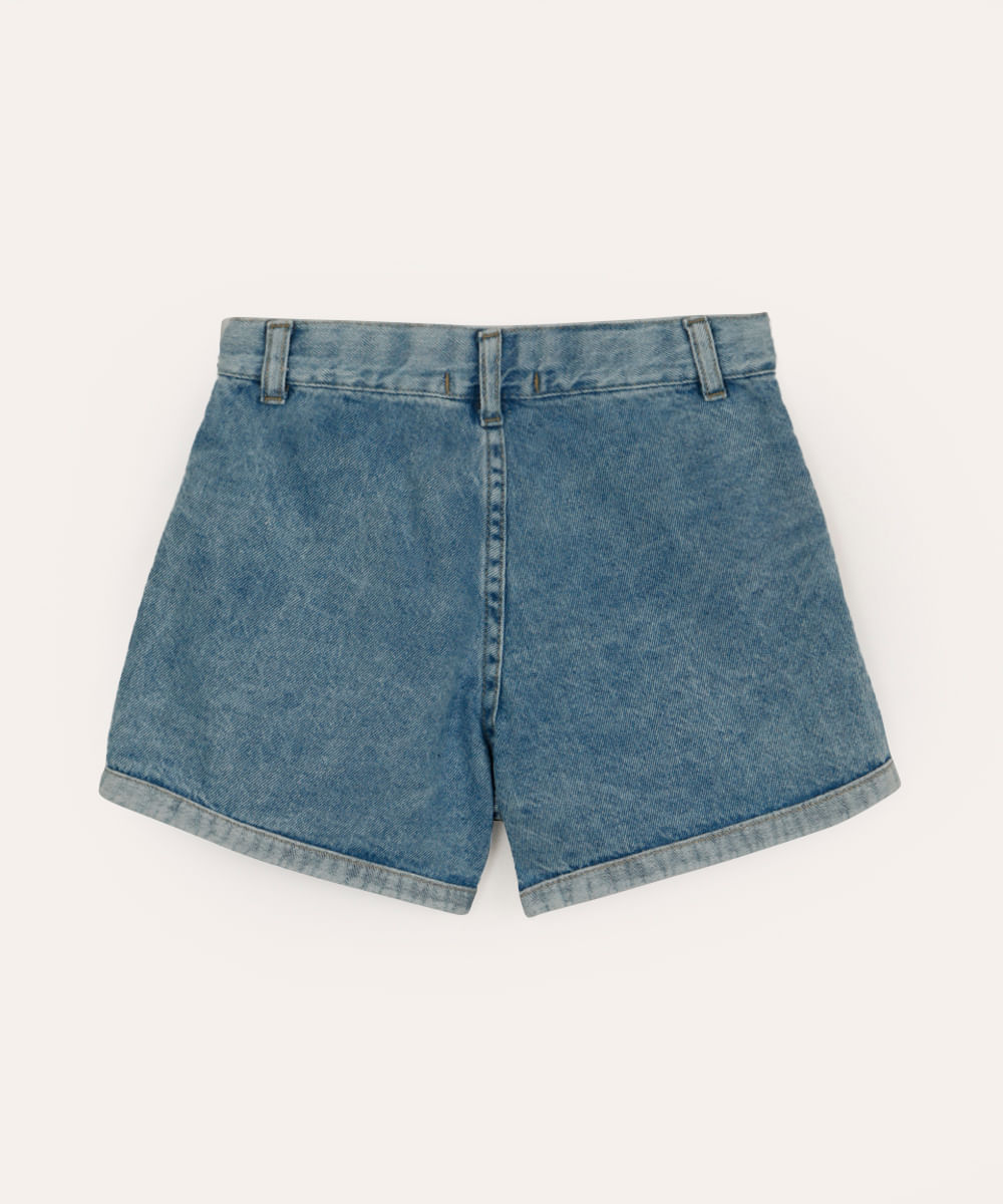 short mom jeans infantil borboletas azul