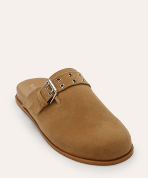 mule clog com fivela oneself bege