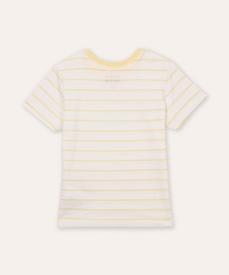camiseta infantil listrada manga curta amarela
