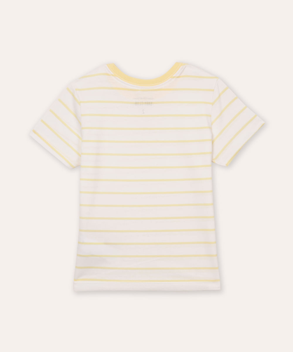 camiseta infantil listrada manga curta amarela