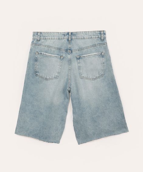 bermuda jeans juvenil destroyed azul