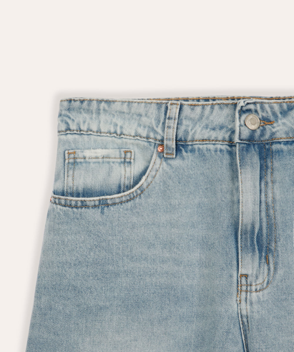 bermuda jeans juvenil destroyed azul