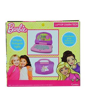 Kit Laptop Infantil Educativo Candide Barbie Charm Tech Bilíngue + 1 Fidget Spinner Sortido