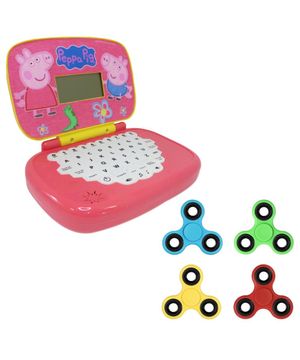 Kit Laptop Infantil Educativo Candide Peppa Pig Bilíngue + 1 Fidget Spinner Sortido