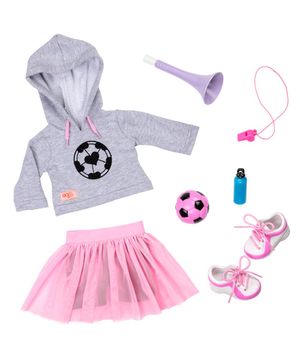 Conjunto de Roupa de Futebol Our Generation Fashion Goals