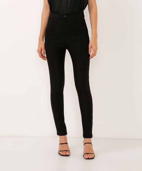 calça legging com botão preta