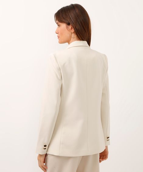 blazer de alfaiataria com ombreira e botões - areia