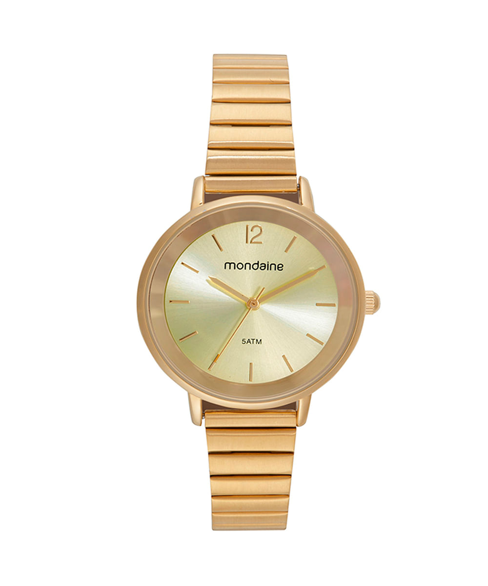 relógio mondaine 32784lpmvde1kb analógico dourado